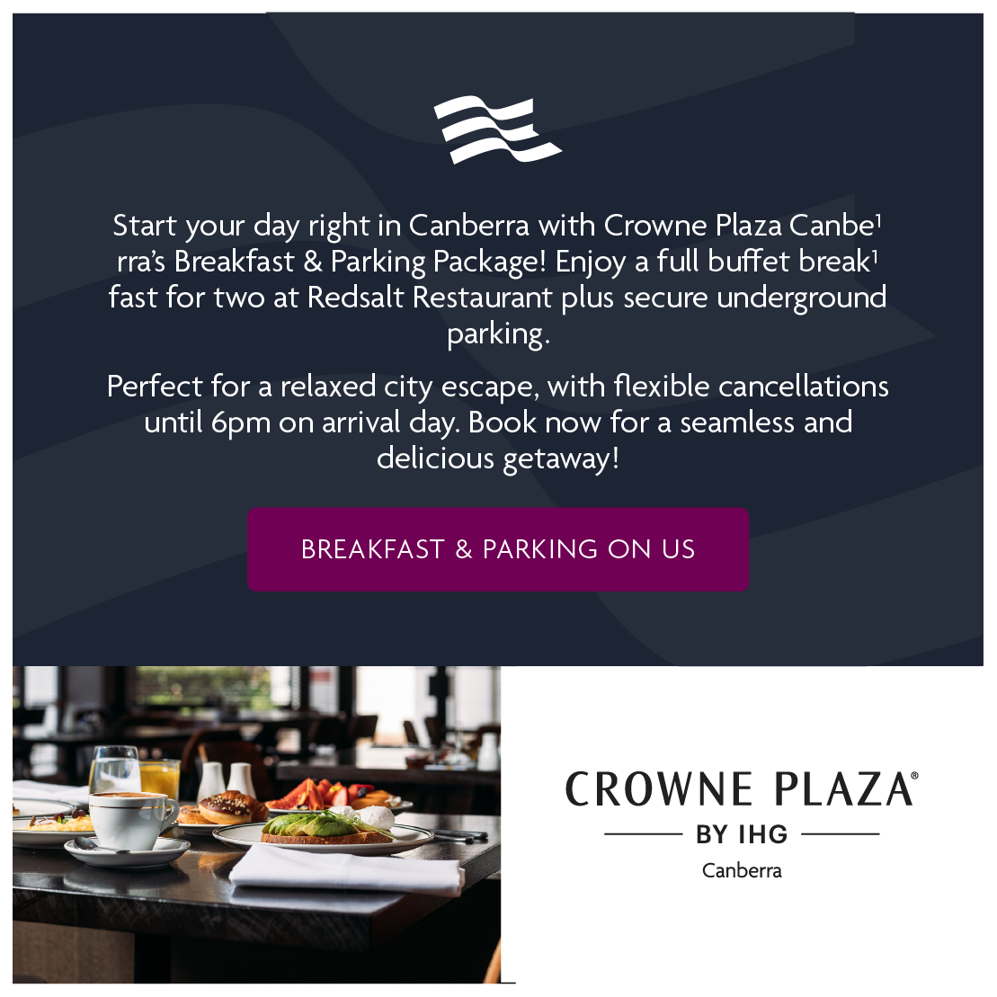 Crowne Plaza Canberra promotion tile